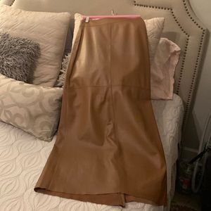BCBG Max Azria long caramel brown leather skirt, size 6